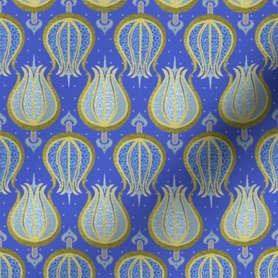 Blue tulips woven with gold + silver by Su_G_©SuSchaefer