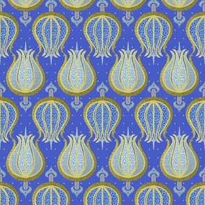 Blue tulips woven with gold + silver by Su_G_©SuSchaefer