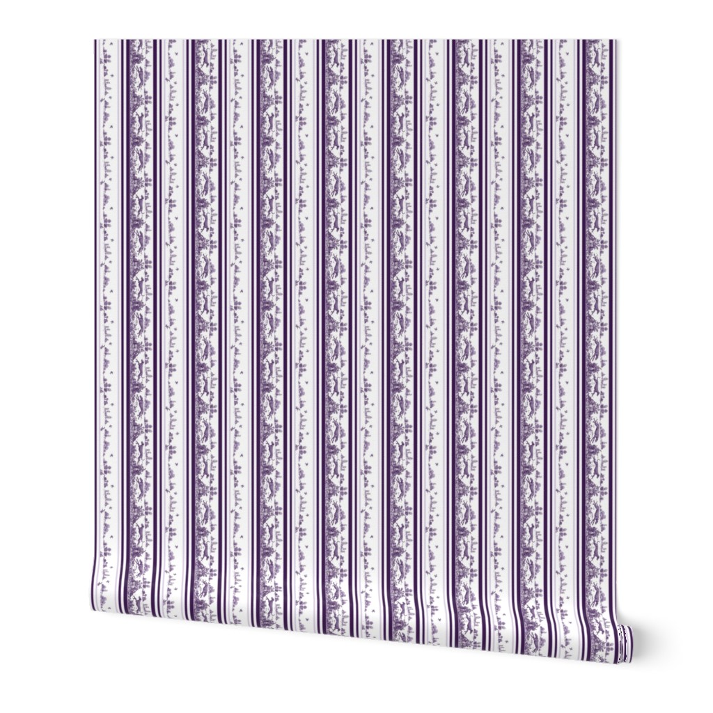 Purple Toile Stripe with greyhounds