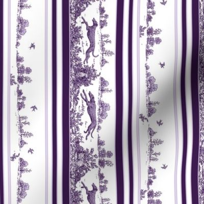 Purple Toile Stripe with greyhounds