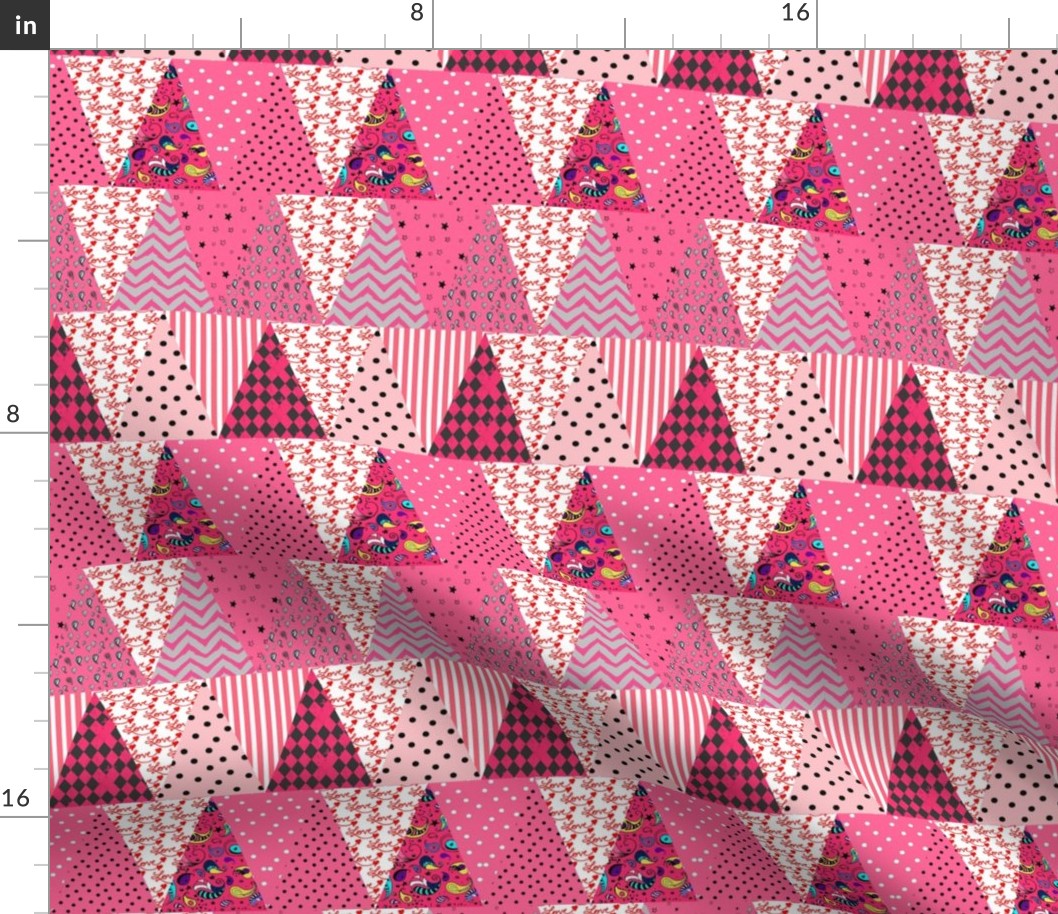  Triangle Pennant Bunting Pink Valentine's Day Patchwork
