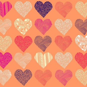 Patterned peachy hearts