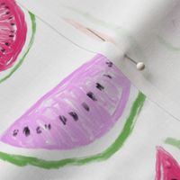 Watercolor Watermelons // White 