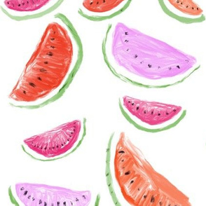 Watercolor Watermelons // White 