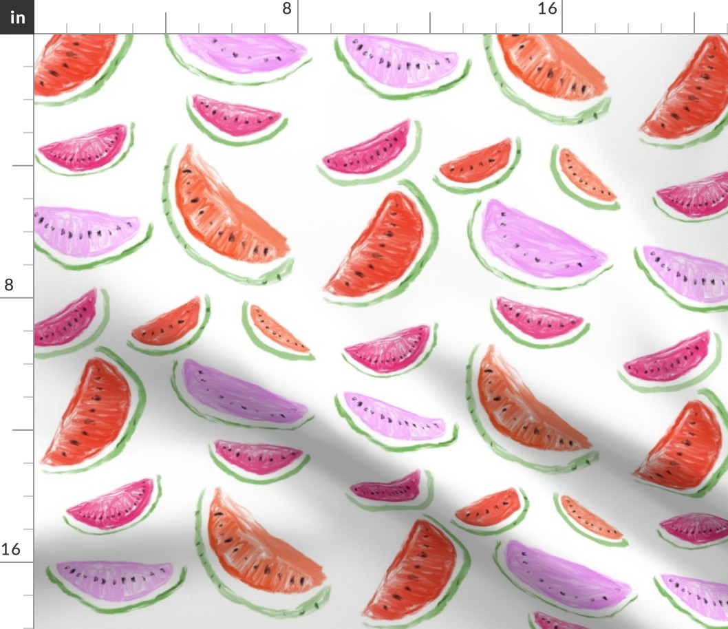 Watercolor Watermelons // White 