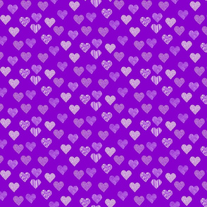 Small patterned hearts on purple