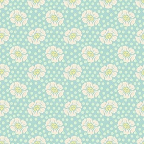 Spring Friends Dotty Flowers in Aqua