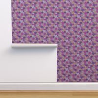 Eclectic Patterned Hearts on Purple Background