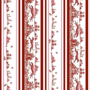 Burgundy Toile Stripe with greyhounds