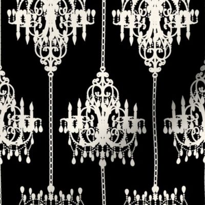 Chandelier Damask on Black