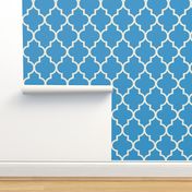 Sky Blue and Cream Quatrefoil