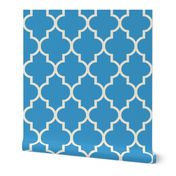 Sky Blue and Cream Quatrefoil