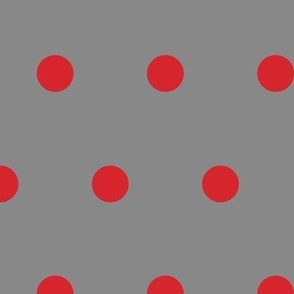 Polka Dot - Red on Gray