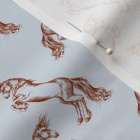 Rearing Horses in Rust on Grey, Smaller