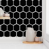 Black and White Hexagon, Honeycomb, Beehive