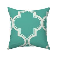 Fancy Quatrefoil in Teal and Soft White