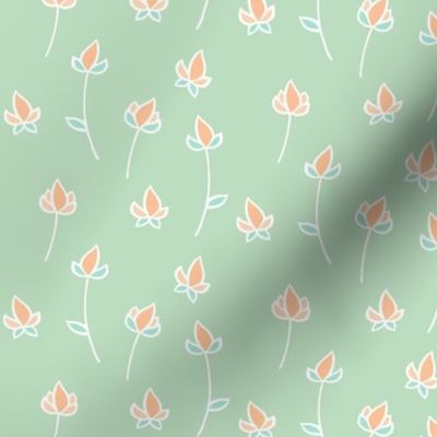 Blossom Buds in Soft Green and Peach