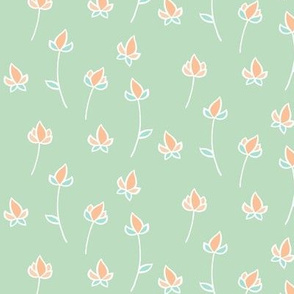 Blossom Buds in Soft Green and Peach