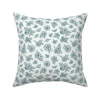 Flower Doodles - Teal & Cream