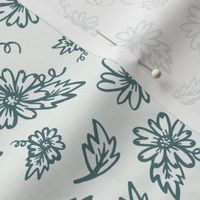 Flower Doodles - Teal & Cream