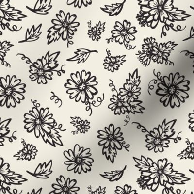 Flower Doodles - Black & Cream