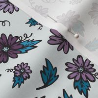 Flower Doodles - Teal & Purple