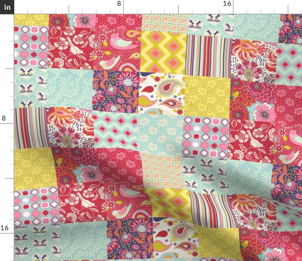 Spring Cheater Quilt Patchwork Squares