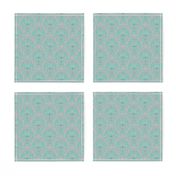 Seaweed damask - teal on grey