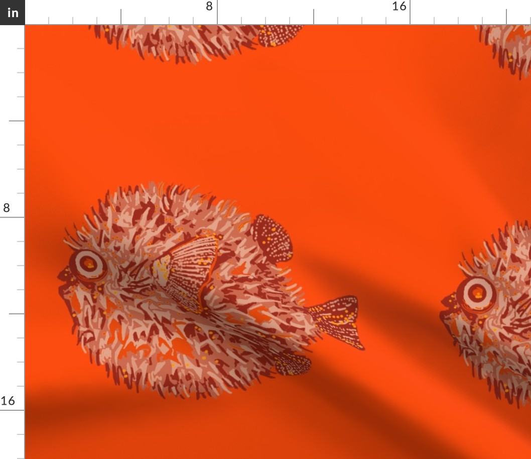 Puffer fish orange Fabric | Spoonflower
