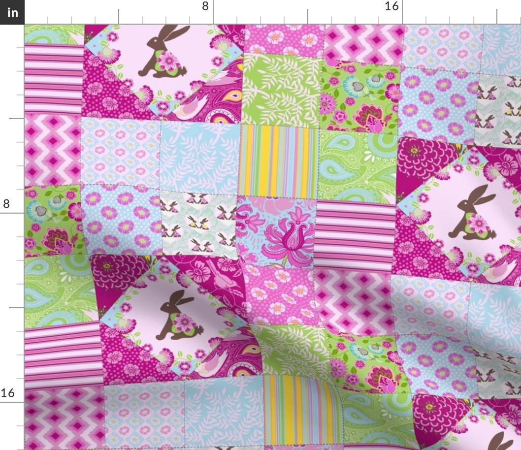 Bunny and Blooms Cheater Quilt in Girly Colors :)