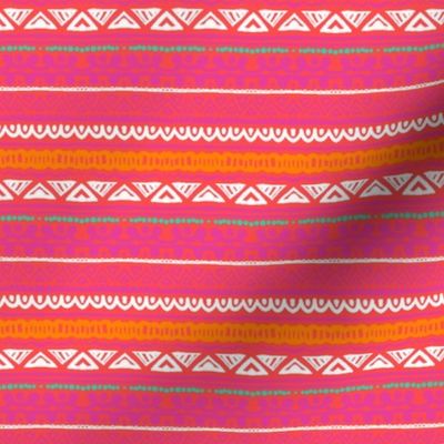 Ornamental stripes in coral red