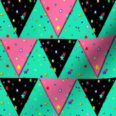 Star Triangle Pennant Bunting Green Pink Black