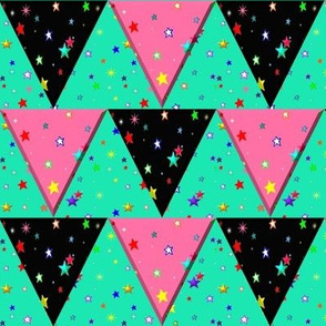 Star Triangle Pennant Bunting Green Pink Black