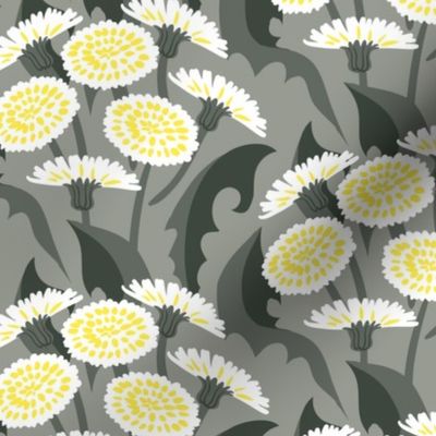 Dandelions on rich grey