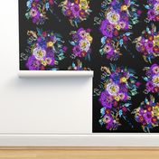 Spring Lavender Floral Painting // Black