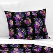 Spring Lavender Floral Painting // Black