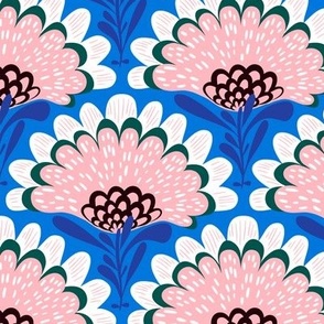 Vector pattern with big pink flowers