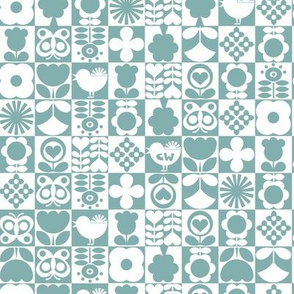 Floral Tiles - Teal