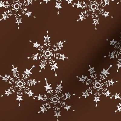 snowflakes on chocolate brown