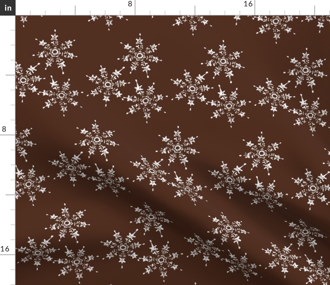 snowflakes on chocolate brown