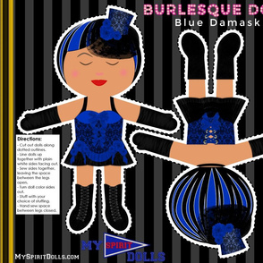 My Spirit Dolls Burlesque Cut and Sew Doll in Blue Damask