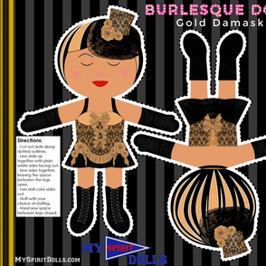 My Spirit Dolls Cut and Sew Doll in Burlesque Gold Damask