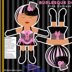 My Spirit Dolls Cut and Sew Doll in Burlesque Pink Damask