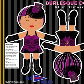 My Spirit Dolls Cut and Sew Doll in Burlesque Plum Damask