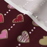 Sugar Cookie Hearts on Maroon, Kitten Tea Party