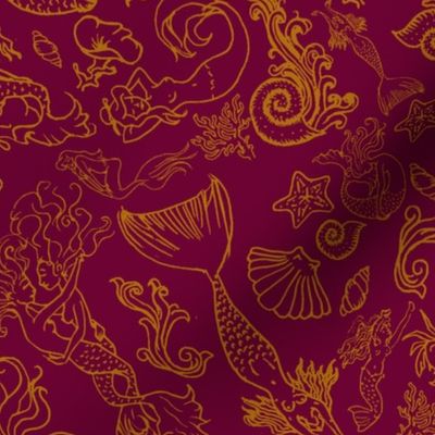 Mermaids Tarot Pattern: Crimson