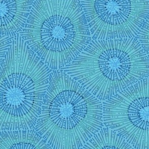 coral pattern in teal and blue