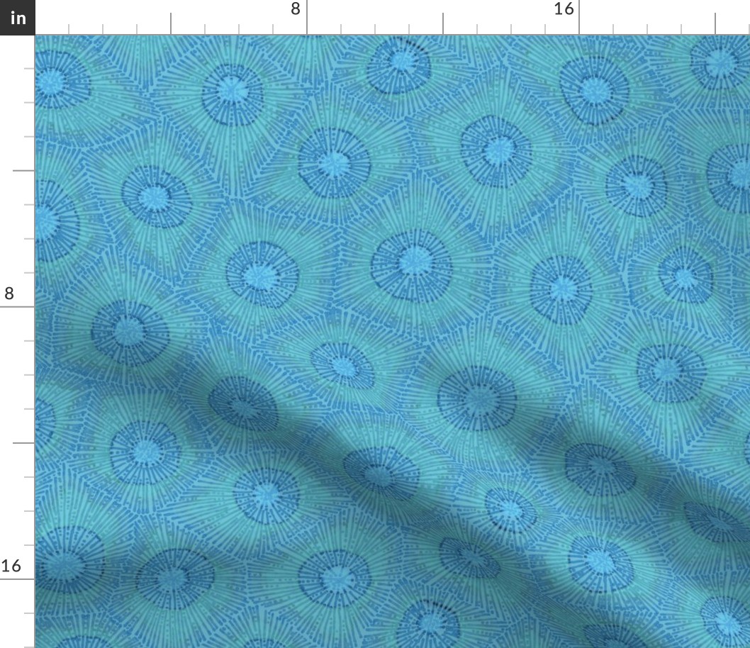 coral pattern in teal and blue
