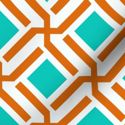 Turquoise and Tangerine Maze Geometric