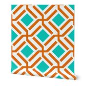 Turquoise and Tangerine Maze Geometric